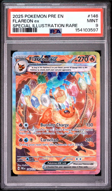 2025 Pokemon Pre En-Prismatic Evolutions Flareon Ex #146